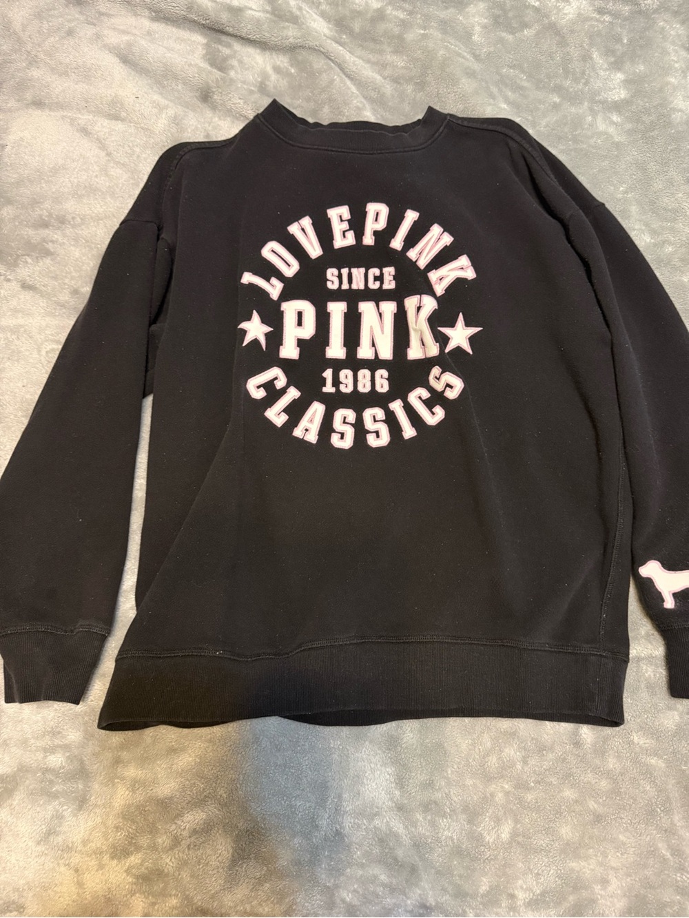 PINK Victoria's Secret Black 'LovePink Classics' Crewneck Sweatshirt-Medium